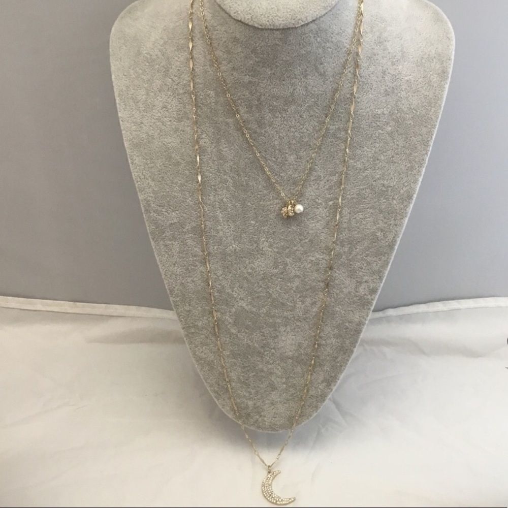 Canvas Ainsley Layered Moon Necklace (G2)